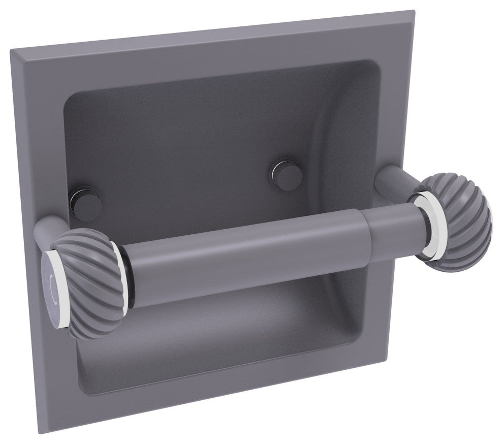 Clearview Recessed Toilet Paper Holder with Twisted Accents, Matte Gray