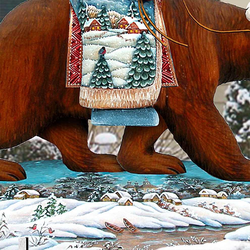 Grizzly Bear Santa Free Stand Outdoor Decor