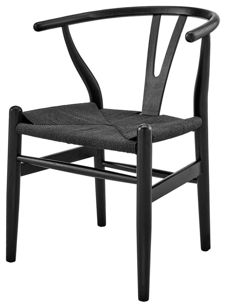 Side Dining Chair, Set of 2, Black, Wood, Modern, Cafe Bistro Hospitality