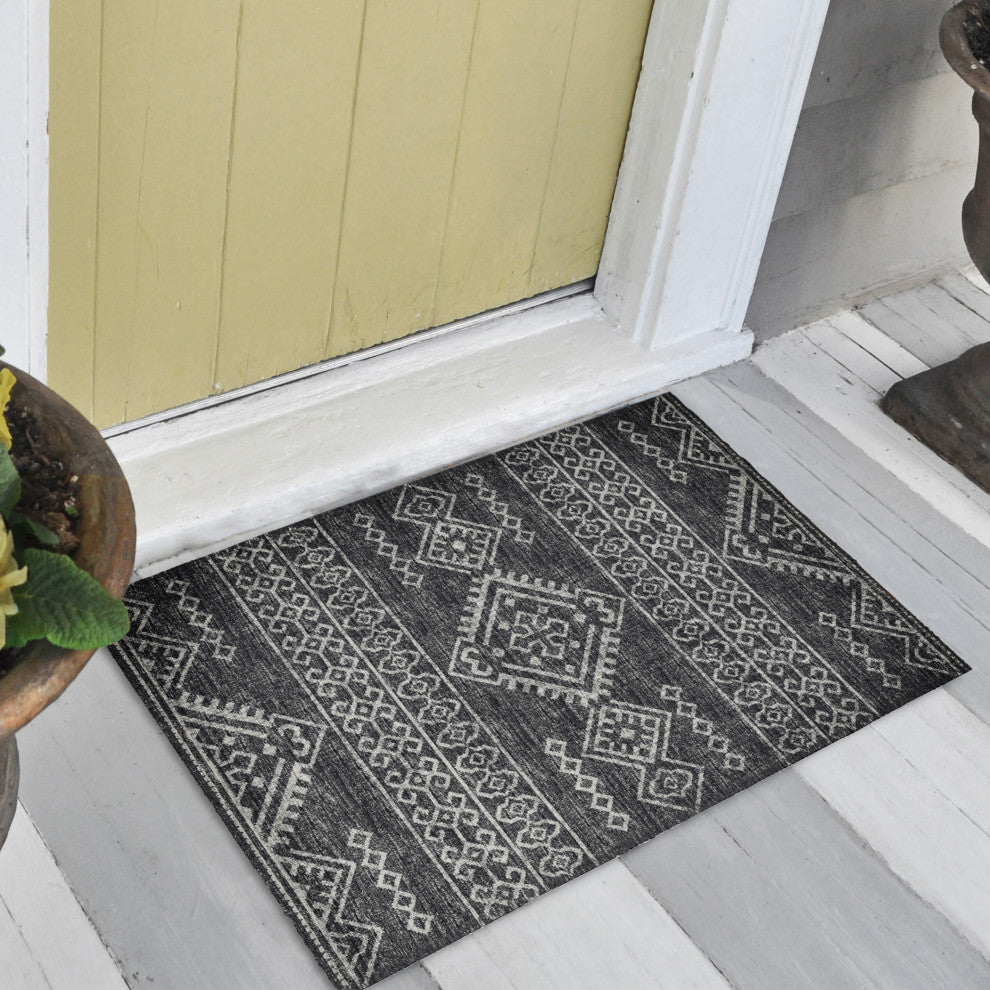 Indoor/Outdoor Sedona SN14 Midnight Machine Washable 1'8" x 2'6" Rug