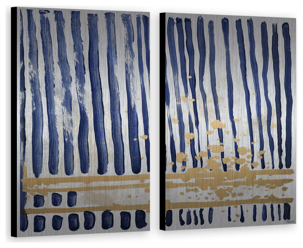 Blue Verticals Diptych, 48"x36"