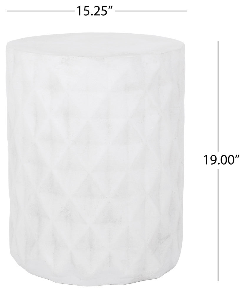 Markley Outdoor Lightweight Concrete Side Table, Antique White