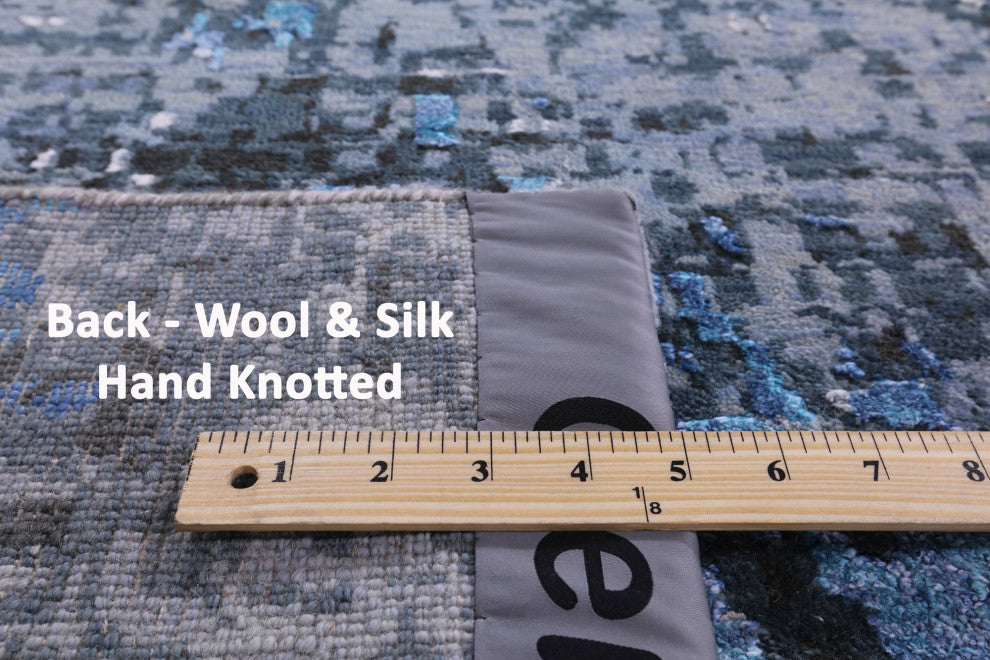 11' 11" X 17' 11" Abstract Hand Knotted Wool and Silk Modern Rug Q7116