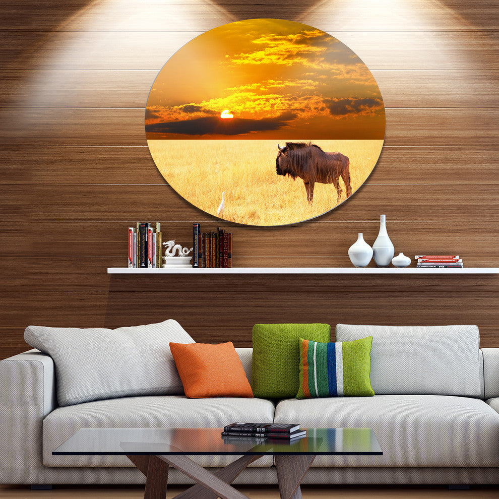 Huge Antelope In Field At Sunset, African Landscape Disc Artwork, 11"