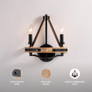 Savannah 2 Light Wall Sconce Matte Black
