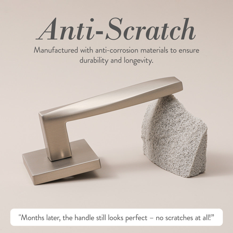 Modern Heavy Duty Designer Interior Door Lever - Convex Collection, Satin Nickel, Double Dummy