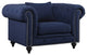 Chesterfield Linen Textured Fabric Upholstered Chair, Navy