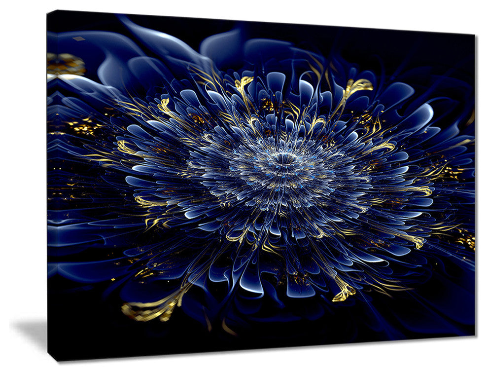 "Blue Fractal Flower" Digital Floral Canvas Print, 20"x12"