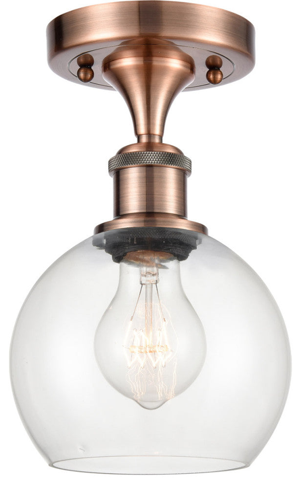 Innovations 516-1C-AC-G122-6 1 Light Semi-Flush Mount, Antique Copper