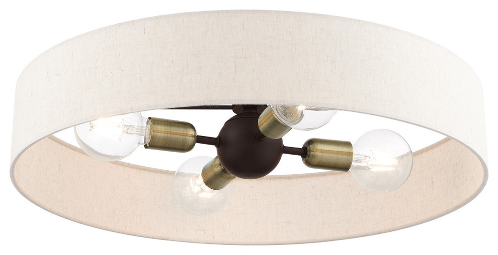Livex Lighting Venlo 4 Light Bronze With Antique Brass Accents Large Semi-Flush