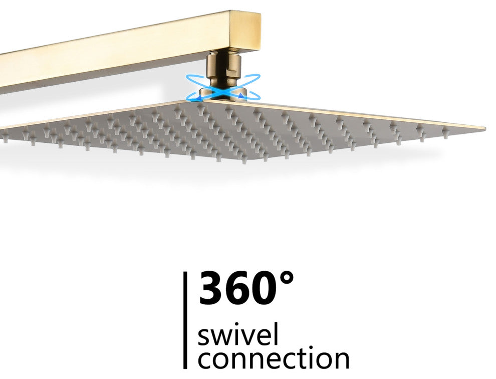 12 inch Wall-Mounted Square Completed Shower System with Handheld Shower and Hea