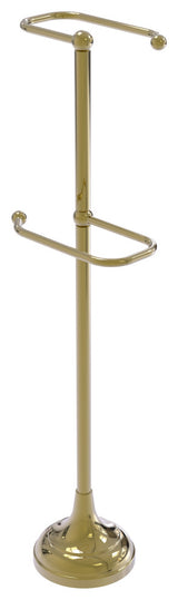 Free Standing Two Roll Toilet Tissue Stand, Unlacquered Brass