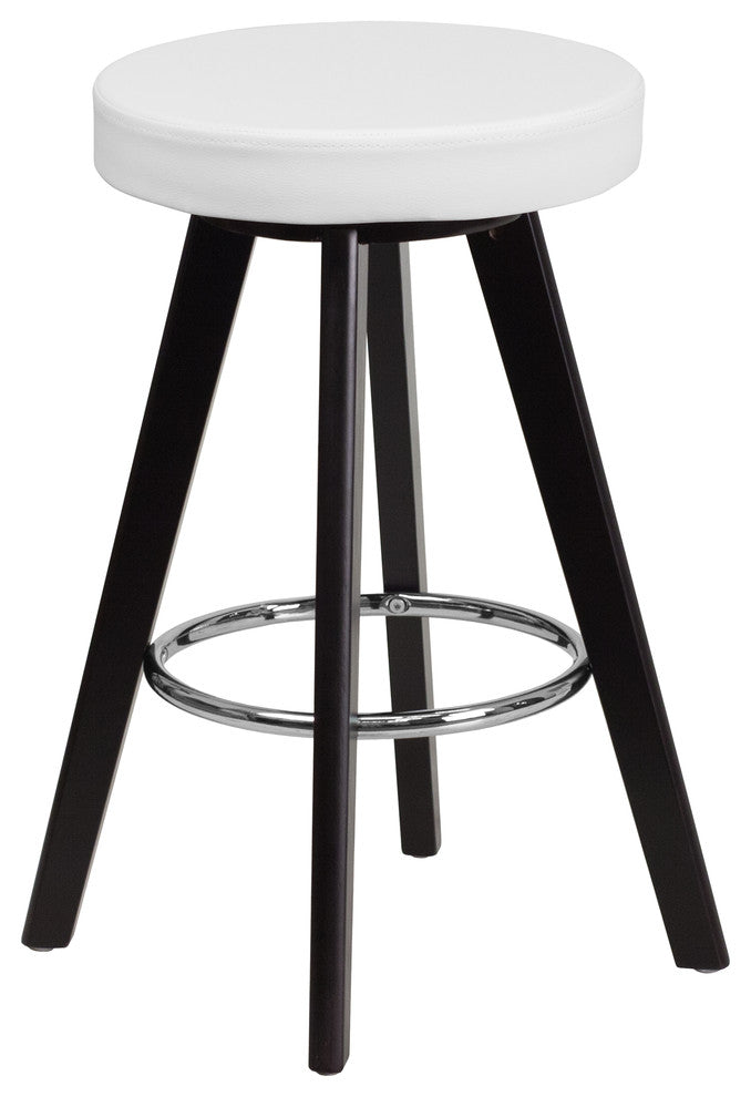 Trenton Series 24" White Vinyl Counter Height Stool, White