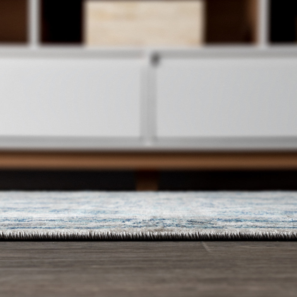 Modern Persian Vintage Medallion Light Grey/Blue 2' x 8' Runner Rug