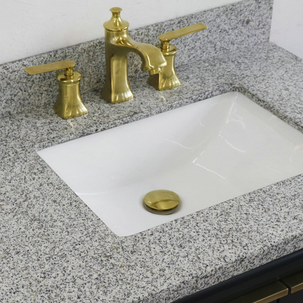 43" Single Vanity, Dark Gray Finish With Gray Granite