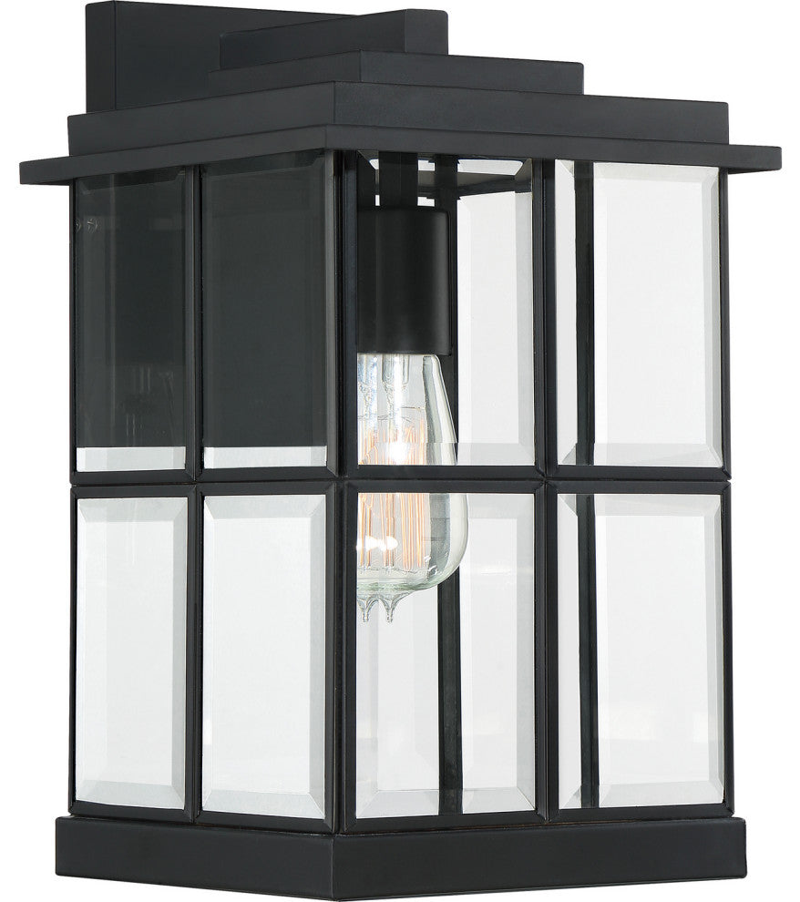 Quoizel MGN8408MBK One Light Outdoor Wall Lantern, Matte Black Finish