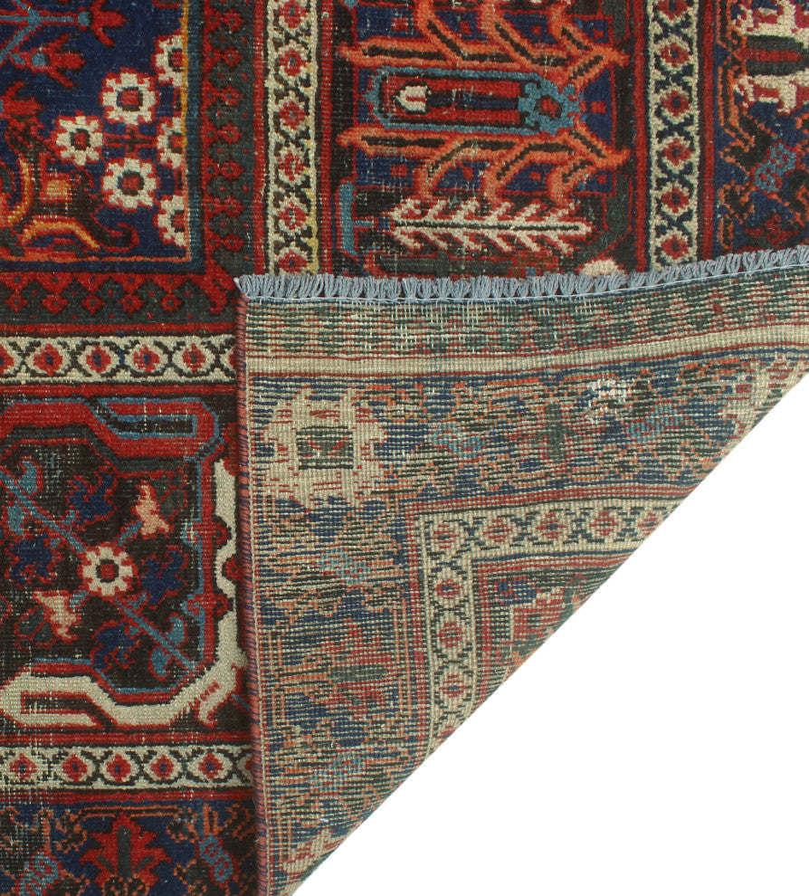 Fine Vintage Distressed Ulvelaik Red/Navy Rug, 10'7 x 14'1