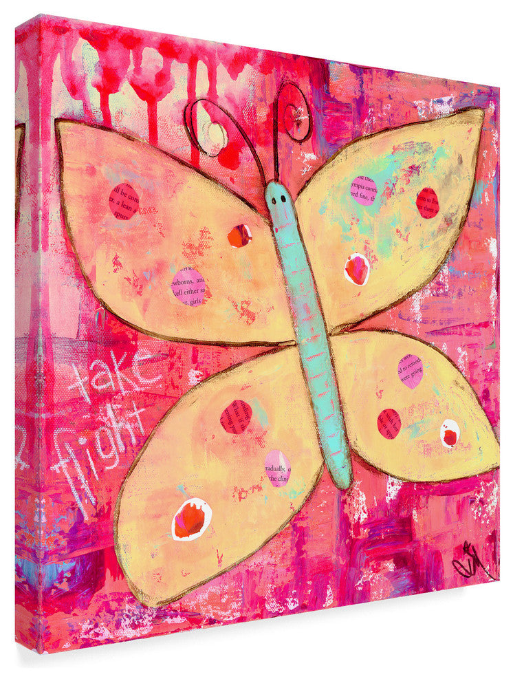 Jennifer Mccully ''Yellow Butterfly'' Canvas Art, 18"x18"