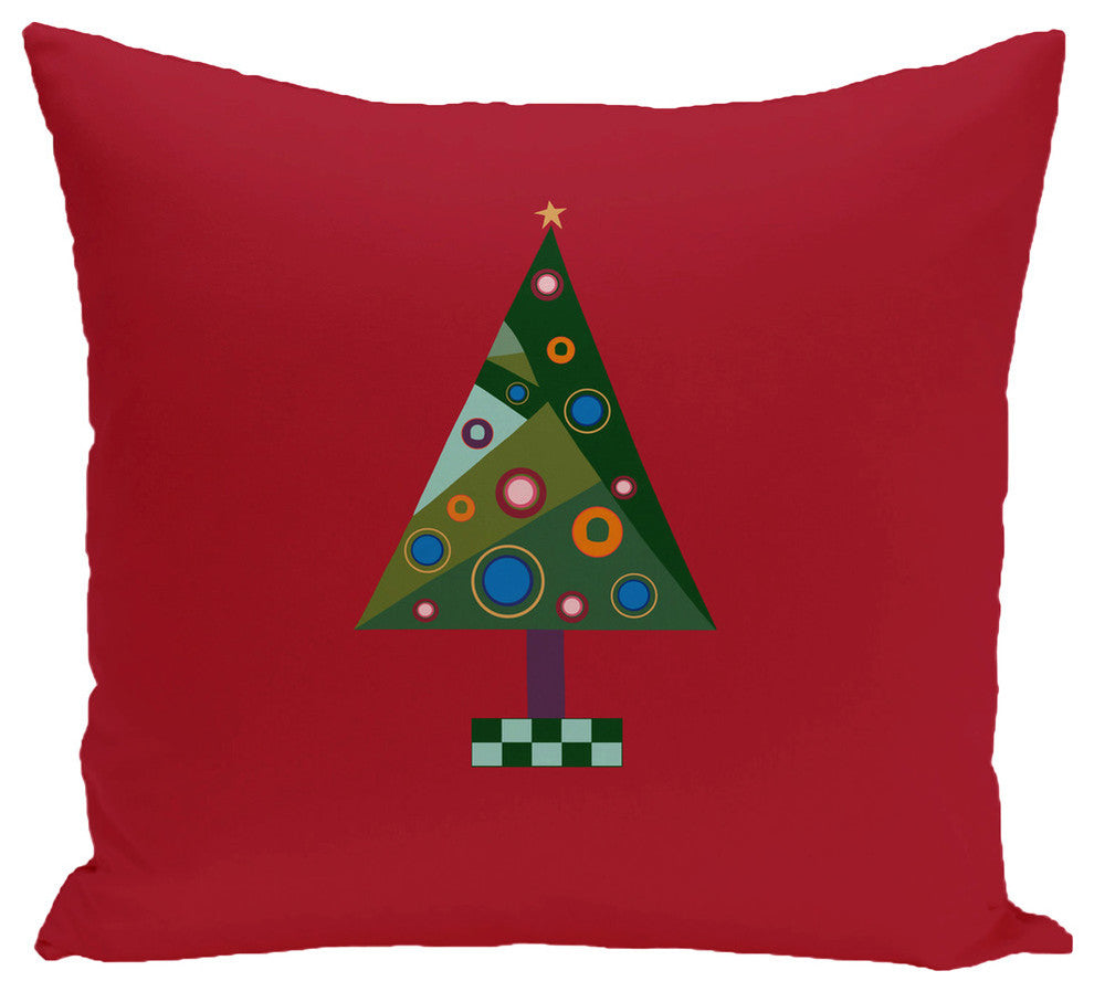 Crazy Christmas, Decorative Holiday Print Pillow, Red, 18"x18"