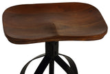 Bare Decor Keg Counter Swivel Stool, Solid Wood and Black Metal