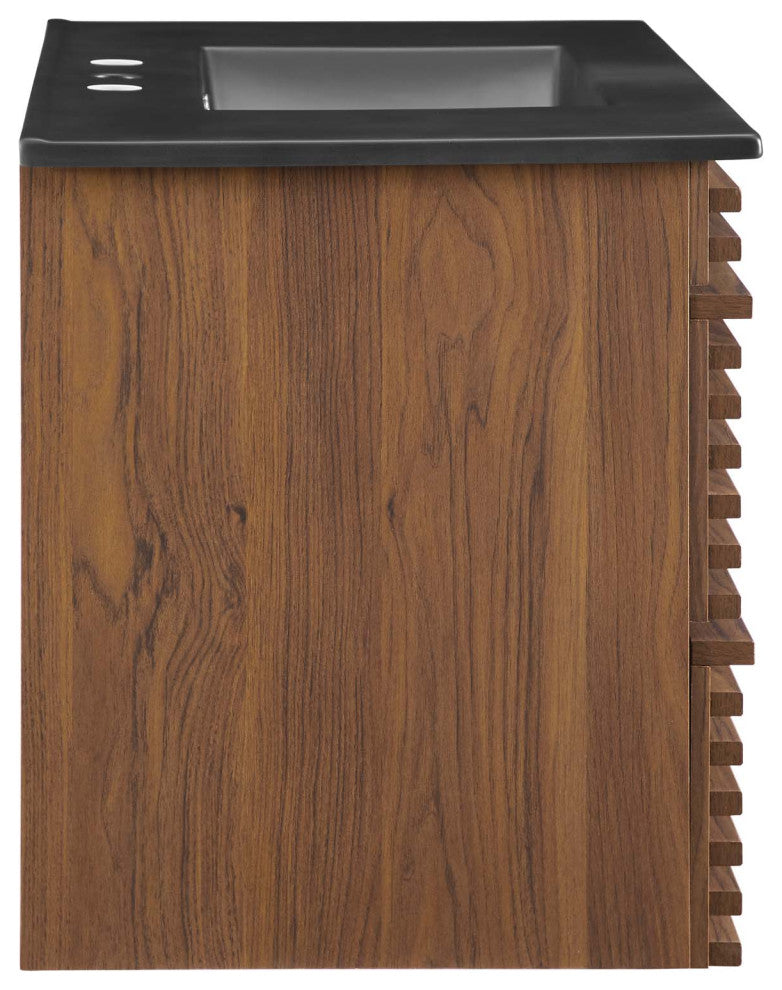 Render 36" Wall-Mount Bathroom Vanity Walnut Black -5395