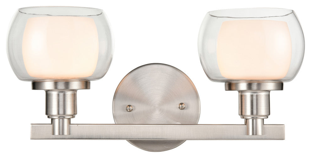 Innovations 330-2W-SN-CLW 2-Light Bath Vanity Light, Satin Nickel