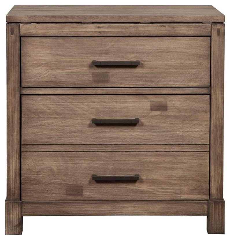 Home Square 2 Drawer Wood Nightstand in Weathered Gray - Set of 2