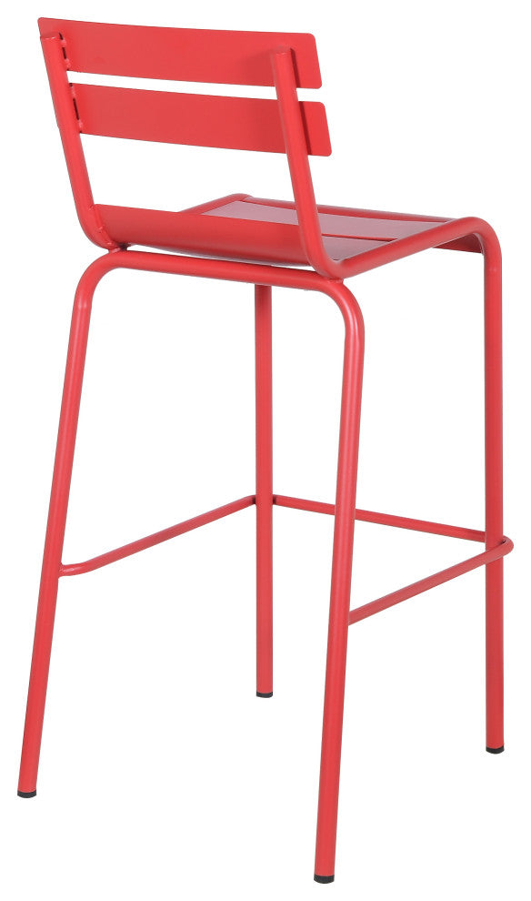 Dana Stackable Outdoor Patio Barstool, Frosted Red, Set of 4