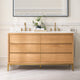 Nolan Freestanding Bathroom Vanity with Quartz Top, Light Oak, 60"