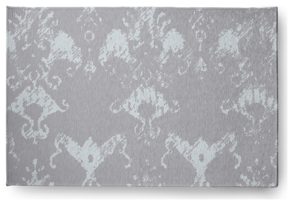 Victorian I-Kat Pattern Soft Chenille Area Rug, Gray, 2'x3'