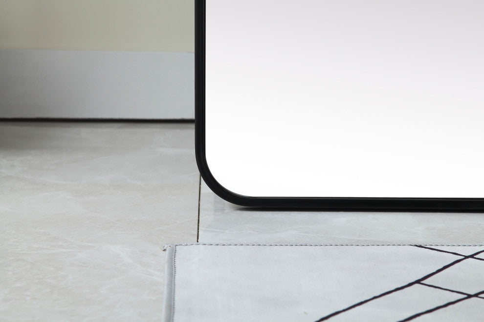 Soft Corner Metal Rectangle Full Length Mirror 30X60 Inch, Black