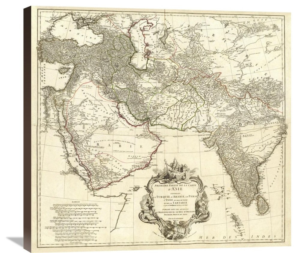 "Asia I, 1751" Canvas Giclee by Jean Baptiste Bourguignon Anville, 30"x28"
