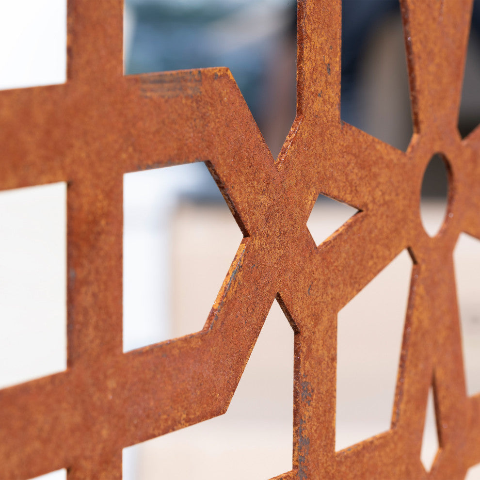 Alta Corten Steel Decorative Screen With Stand, Parilla