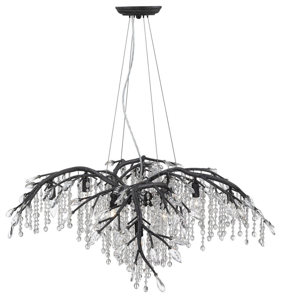 Autumn Twilight 12-Light Chandelier, Mystic Gold, Black Iron