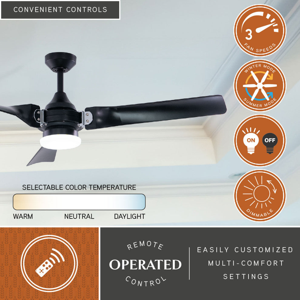 Austin 52" LED Ceiling Fan Black with Chrome