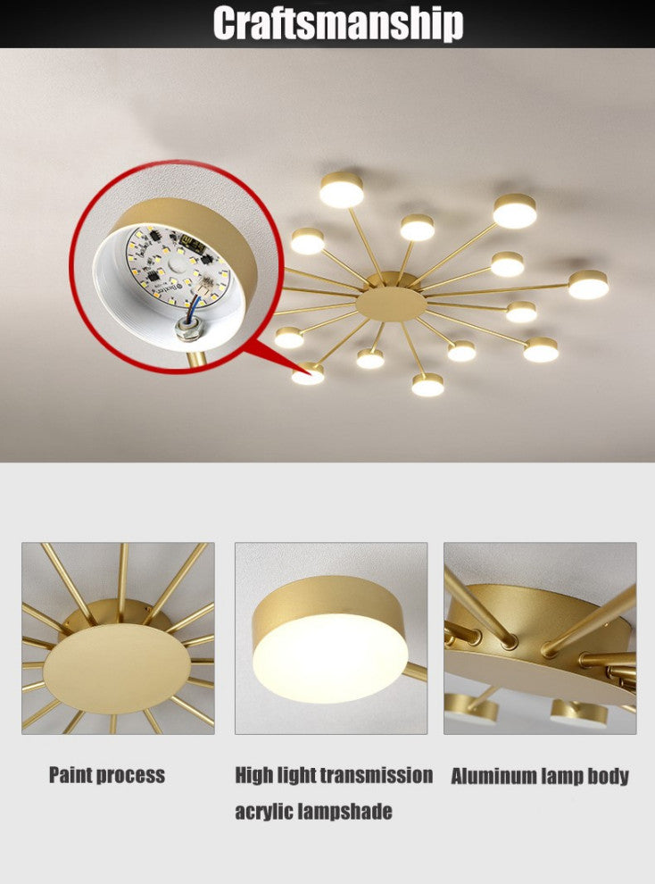 Carouge | Cruciform LED Ceiling Chandelier, Black, 4 Heads