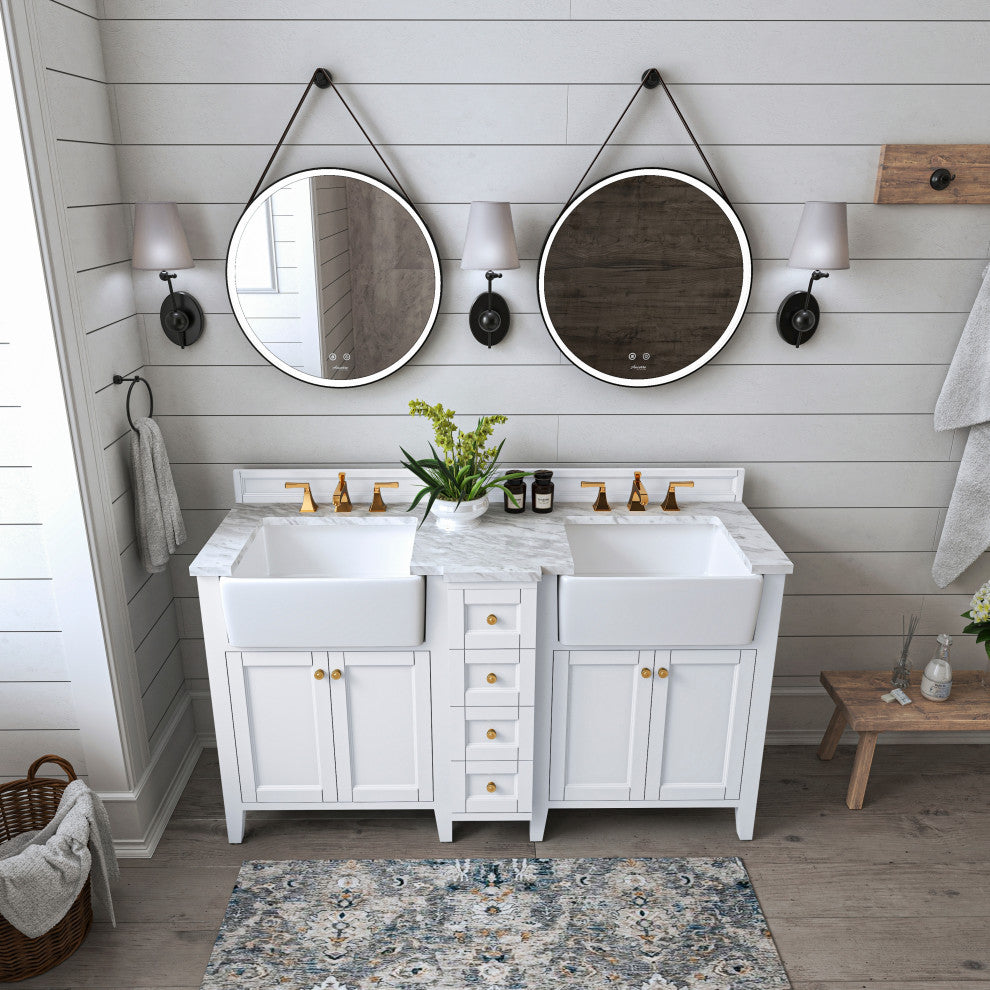 Adeline Vanity Set, White, 60", Double Sink
