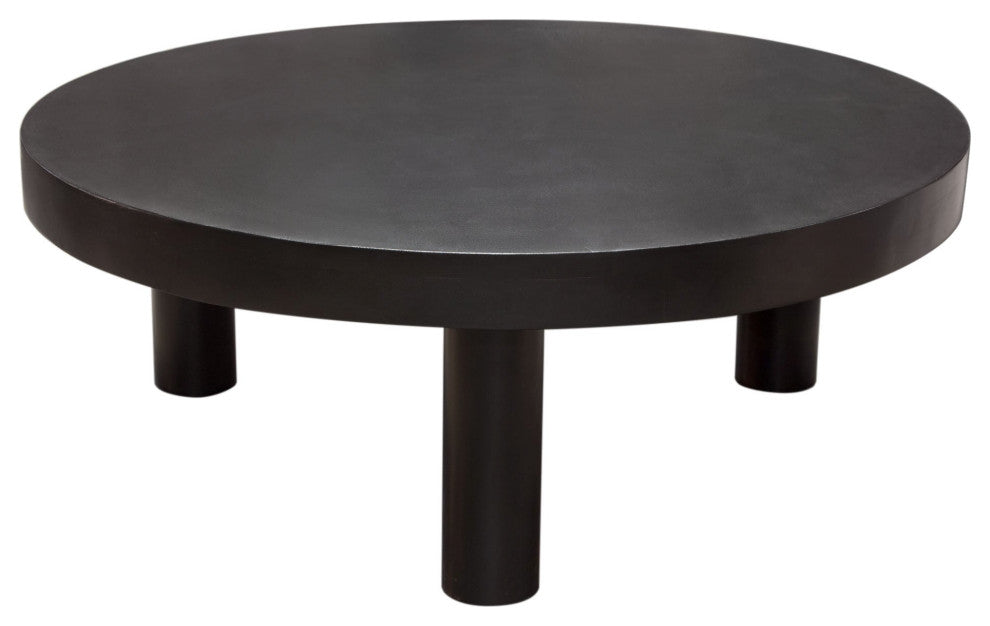 Rune 42" Round Cocktail Table With Iron Leg Base, Black
