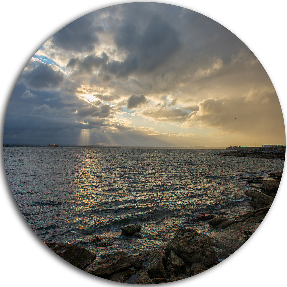 Cloudy Australian Seashore In Sydney, Seashore Round Wall Art, 11"