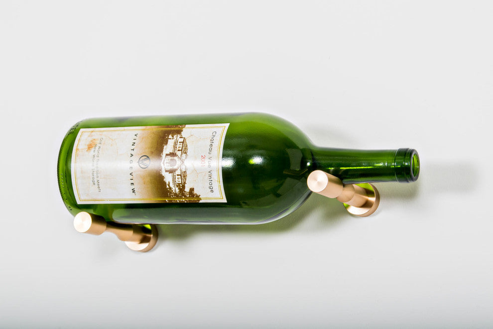 Vino Pins Mag 1 Wall Mounted Wine Rack, Drywall Mounting, Golden Bronze, 1 Bottle