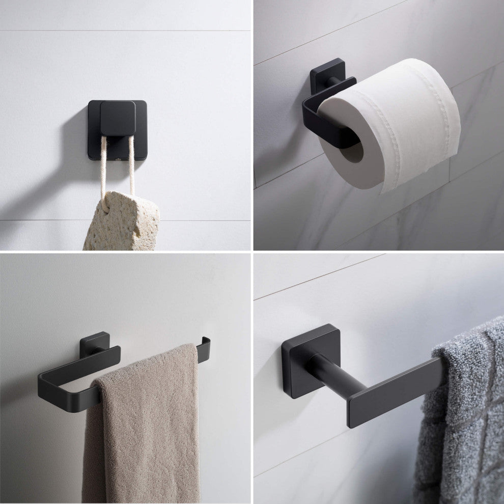 Blaze 4 Piece Bathroom Hardware Set, Matte Black