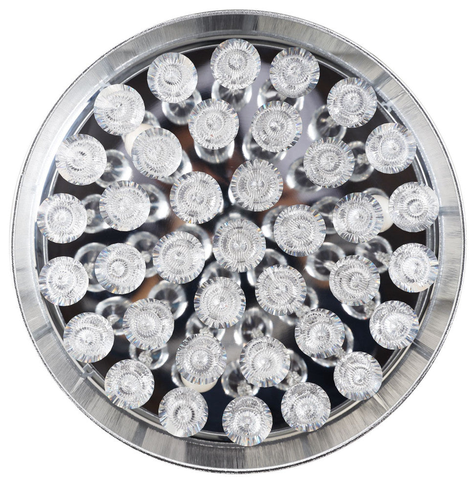36 Inch Chrome Crystal Ceiling Fan With Remote, Retractable Blades