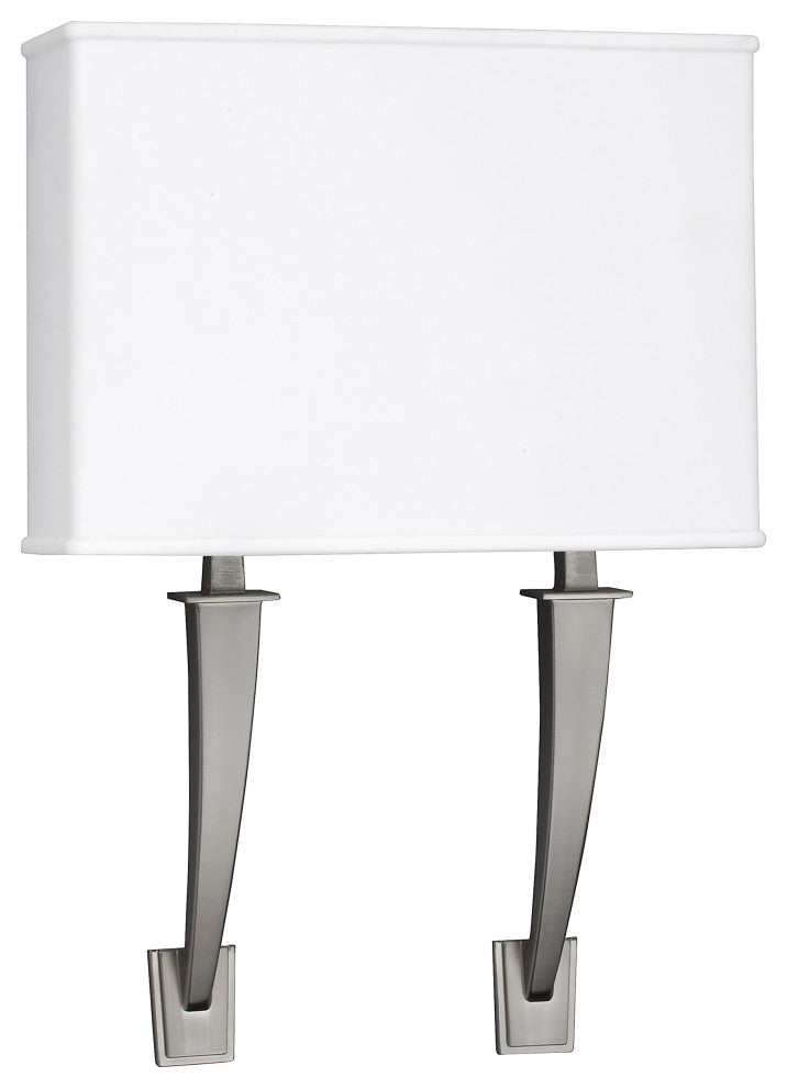 Sheridan Double Arm LED Sconce, Satin Nickel Finish, Linen Acrylic Shade