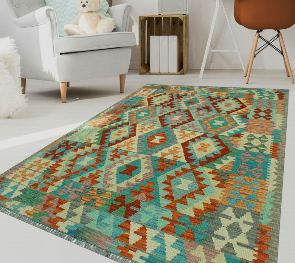 Sangat Kilim Askhat Rust/Gray Rug, 4'0x5'10