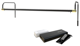 30" Slim Line Art Light, Black/Brass With Rechargeable Battery