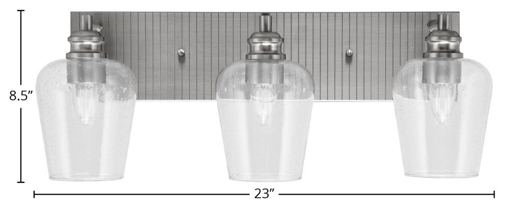 Edge 3-Light Bath Bar, Brushed Nickel Finish, 5" Clear Bubble Glass