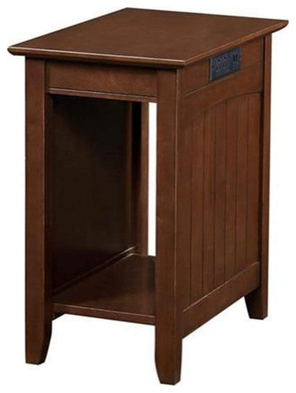 Convenience Concepts Edison End Table with Charging Station Espresso Wood Finish