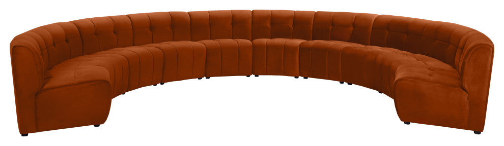 Limitless Velvet Upholstered 10-Piece Modular Sectional, Cognac