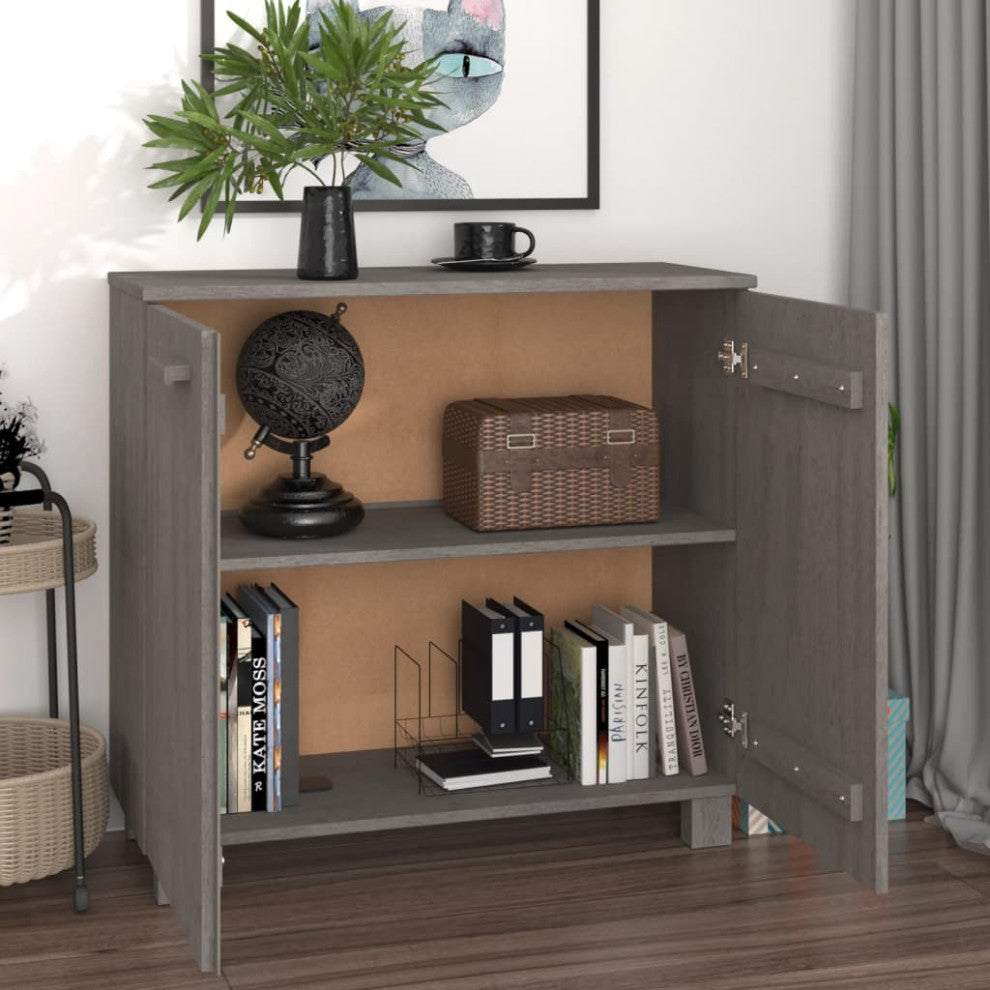 vidaXL Sideboard Buffet Cabinet for Living Room HAMAR Light Gray Solid Wood Pine