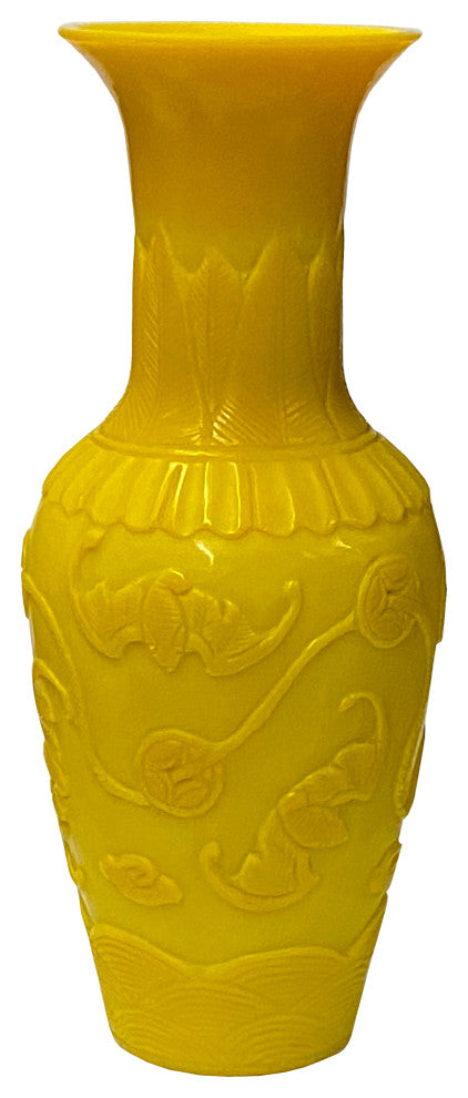 Oriental Handmade Bats Coins Motifs Yellow Peking Glass, Hws2233